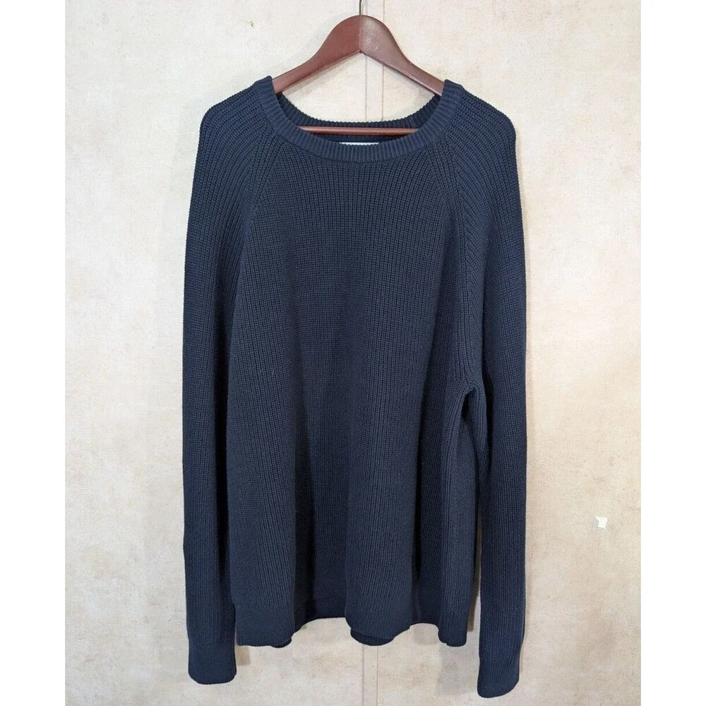 Old Navy Fisherman Sweater Mens XXL Blue Crew Neck Knit Preppy Cotton